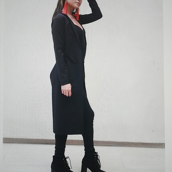 Black Long Coat  Blazer - Picture 4 of 8